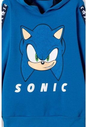 Buzo De Sonic Con Capucha Azul Para Niño 10