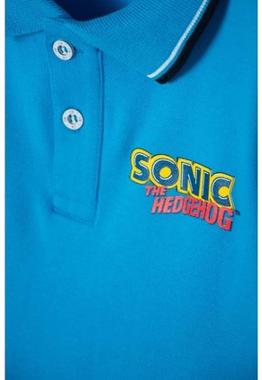 Camiseta Tipo Polo De Sonic Azul Con Botones Para Niño 12
