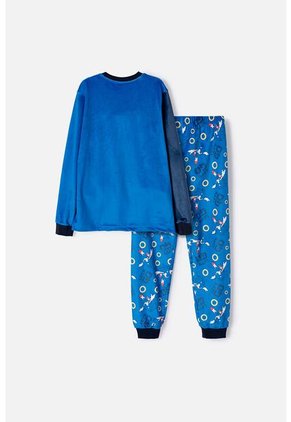 Pijama De Sonic Con Pantalón Largo Azul Para Niña 12