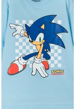 Camiseta De Sonic De Manga Corta Azul Para Niño 8