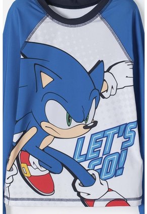 Conjunto De Baño Sonic Manga Larga Azul Y Blanco Para Niño 12