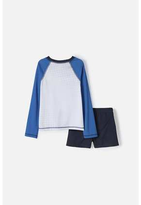 Conjunto De Baño Sonic Manga Larga Azul Y Blanco Para Niño 12