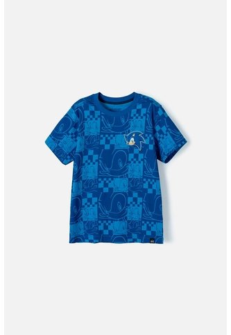 Camiseta De Sonic Azul Manga Corta Para Niño 12 SONIC