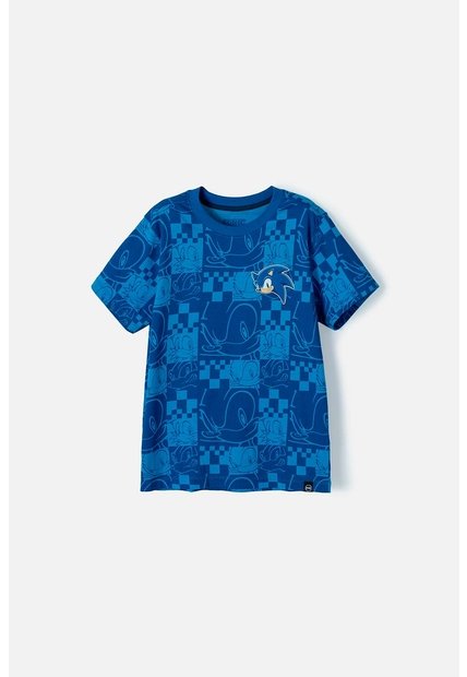Camiseta De Sonic Azul Manga Corta Para Niño 12