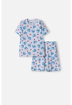 Pijama De Sonic Con Bermuda Gris Para Niño 10