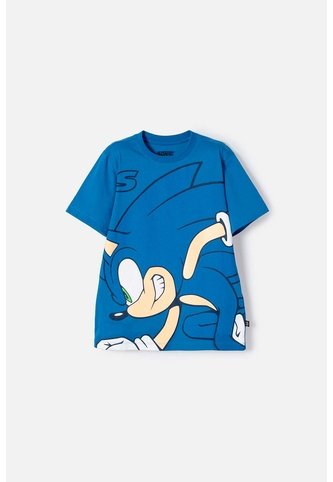 Camiseta De Sonic Manga Corta Azul Para Niño 10 SONIC