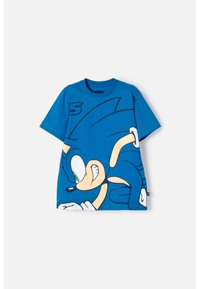 Camiseta De Sonic Manga Corta Azul Para Niño 10