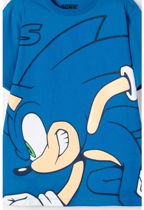 Camiseta De Sonic Manga Corta Azul Para Niño 10