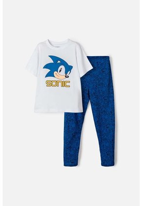 Pijama De Sonic Con Pantalón Largo Blanco Y Azul Para Niño 10