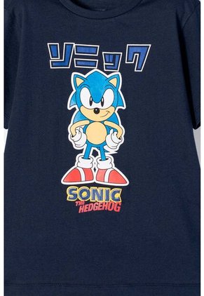 Camiseta De Sonic Manga Corta Azul Para Niño 10