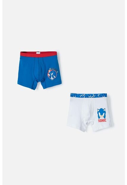 Pack X2 Boxer Sonic Azul Y Blanco Para Niño 10