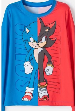 Traje De Baño De Sonic Azul Y Rojo De Manga Larga Para Niño 10