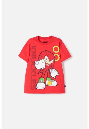 Camiseta De Sonic Manga Corta Rojo Para Niño 12