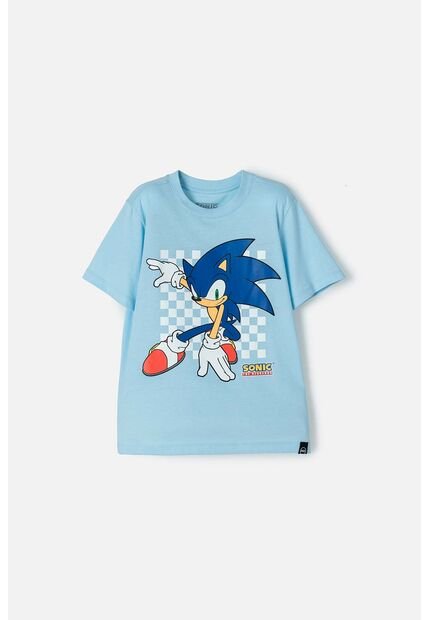 Camiseta De Sonic De Manga Corta Azul Para Niño 8