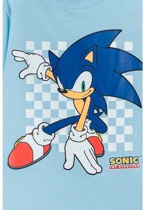 Camiseta De Sonic De Manga Corta Azul Para Niño 8