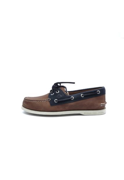 MOCASIN SPERRY A/O 2-EYE WH TAN/NAVY