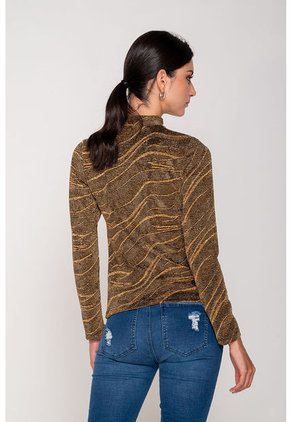 Buzo Cuello Alto Brillante Plata M