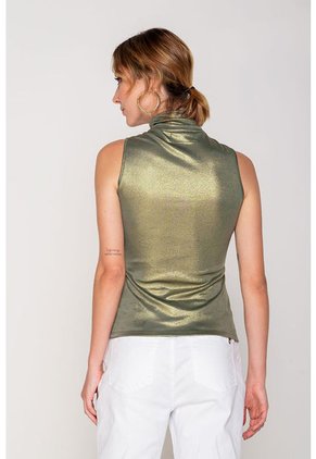 Blusa Con Cuello Drapeado Dorado M