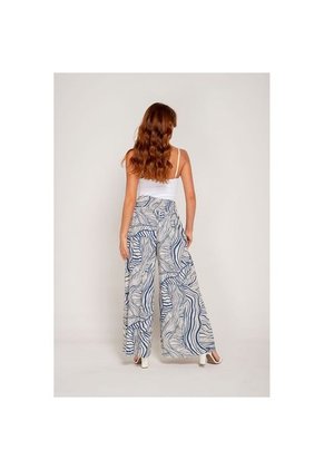 Pantalón Palazzo Estampado Est Azul S