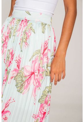 Falda Larga Plisada Est Naranja M