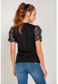 Camiseta Con Mangas En Chiffon Negro S de Spírito
