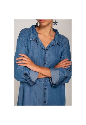 Vestido Largo Camisero Azul Medio XL