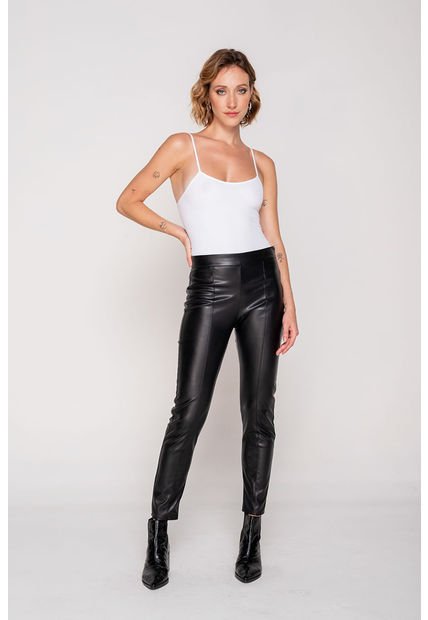 Leggins De Cuerina Negro L