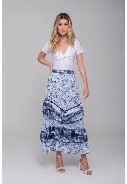 Falda Larga Estampada Est Azul-M-19FL0024