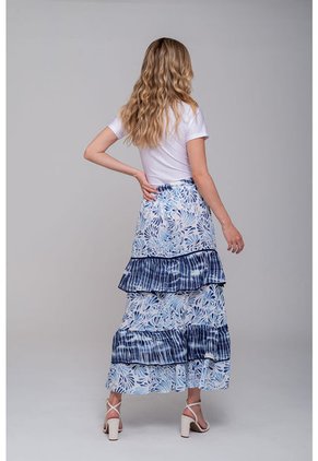 Falda Larga Estampada Est Azul-M-19FL0024