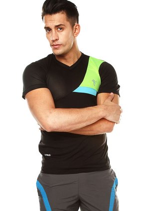 Camiseta Negra-Verde Neón SPORTTECH BY NKI Mc Cv Colecct