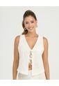 Chaleco De Botones Silueta Semi Ajustada Detalles Bordados Ivory St Even 900077 de St Even