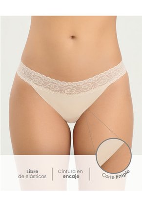 Panty Semidescaderado Cintura En Encaje Natural ST Even 49452