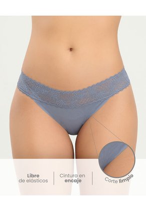 Panty Semidescaderado Cintura En Encaje Gris Titanio ST Even 49452