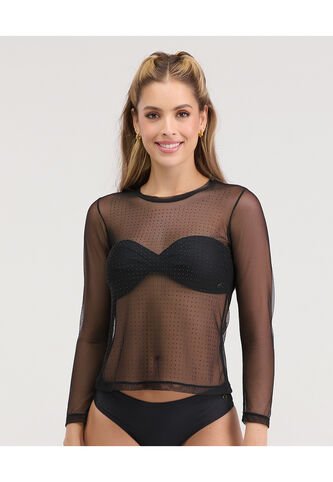 Camibuso Semi Transparente Detalles En Pedrería Negro ST Even 99807 St Even