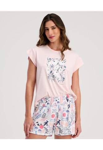 Pijama Short Con Camiseta Manga Corta Estam Colorblock ST Even 18684 St Even