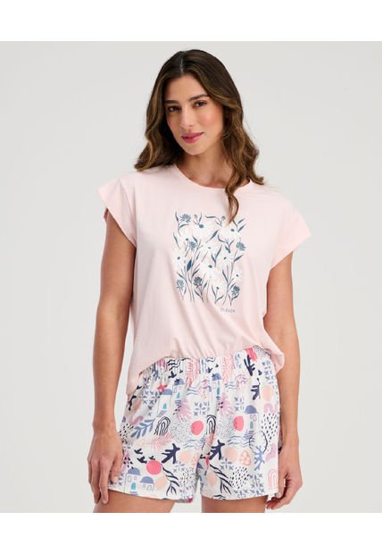Pijama Short Con Camiseta Manga Corta Estam Colorblock ST Even 18684