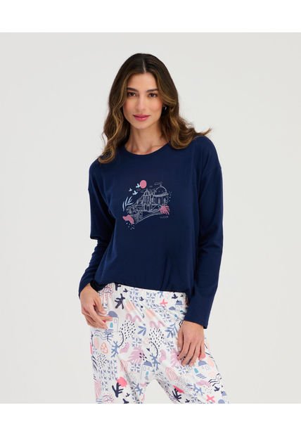 Pijama De Pantalón Con Camiseta Manga Larga Estam Colorblock ST Even 18688