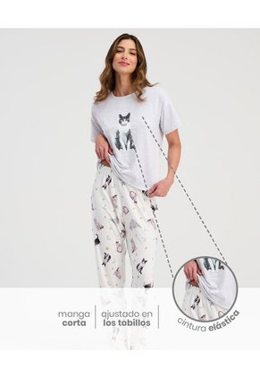 Pijama De Pantalón Con Camiseta Manga Corta Estam Gatos ST Even 18678