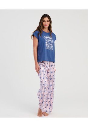 Pijama De Pantalón Con Camiseta Manga Corta Estampado Rosado ST Even 18698