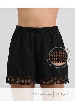 Short De Baño Estilo Playero Con Pretina Elástica Negro ST Even 99804
