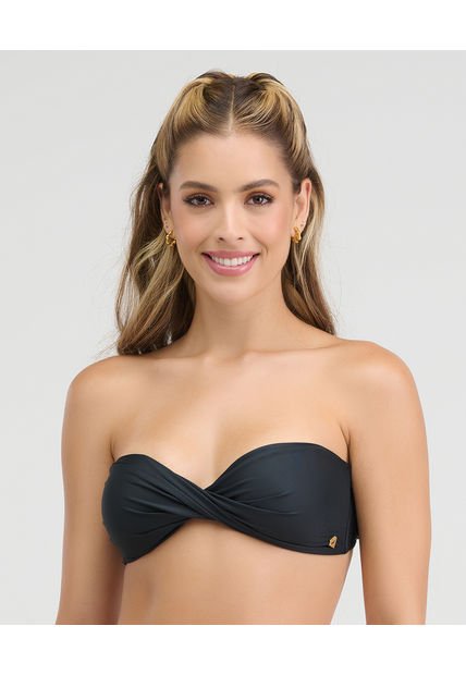Top De Baño Strapless Cruce Frontal Negro ST Even 99800