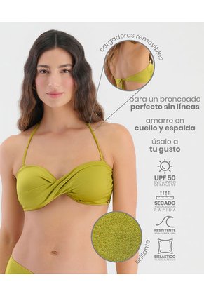 Top Strapple De Baño Tiras Removibles Ideal Para Bronceado Verde Pistacho ST Even 99790