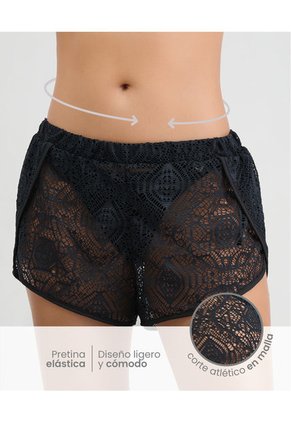 Short De Baño Corte Atlético En Malla Pretina Elástica Negro ST Even 99824