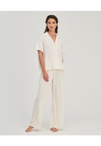 Pijama De Pantalon Con Camisa Manga Corta Con Botones Ivory ST Even 18638 St Even