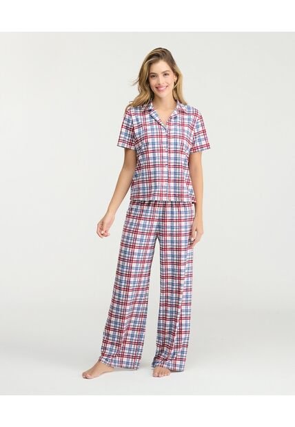 Pijama Pantalón Cuello Clásico Botones Frontales Estampado St Even 18778