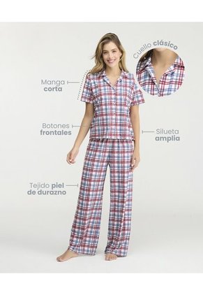 Pijama Pantalón Cuello Clásico Botones Frontales Estampado St Even 18778