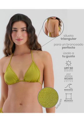 Top De Baño Bikini Se Anuda En Espalda Verde Pistacho ST Even 99799