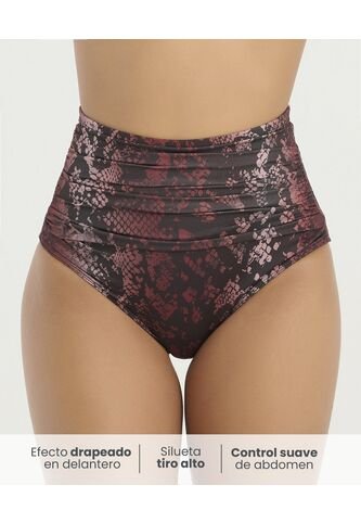 Panty De Baño Tiro Alto Control De Abdomen Estampado Vinotinto St Even 900084 St Even