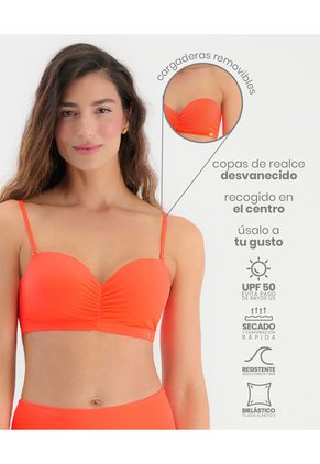 Top De Baño Tipo Strapples Copas De Realce Naranja Electrico ST Even 99670