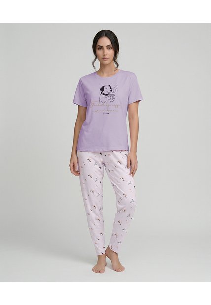 Pijama Pantalón Jogger Con Camiseta Manga Corta Para Mujer | St. Even